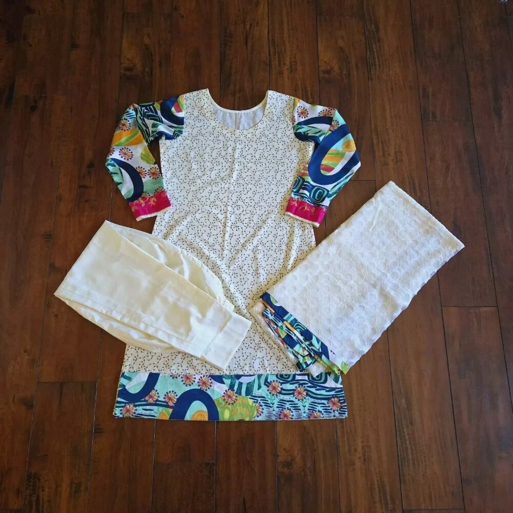 Embroidered Salwar Kameez Dupatta Scarf Cotton Silk Chiffon Party Wear Dress